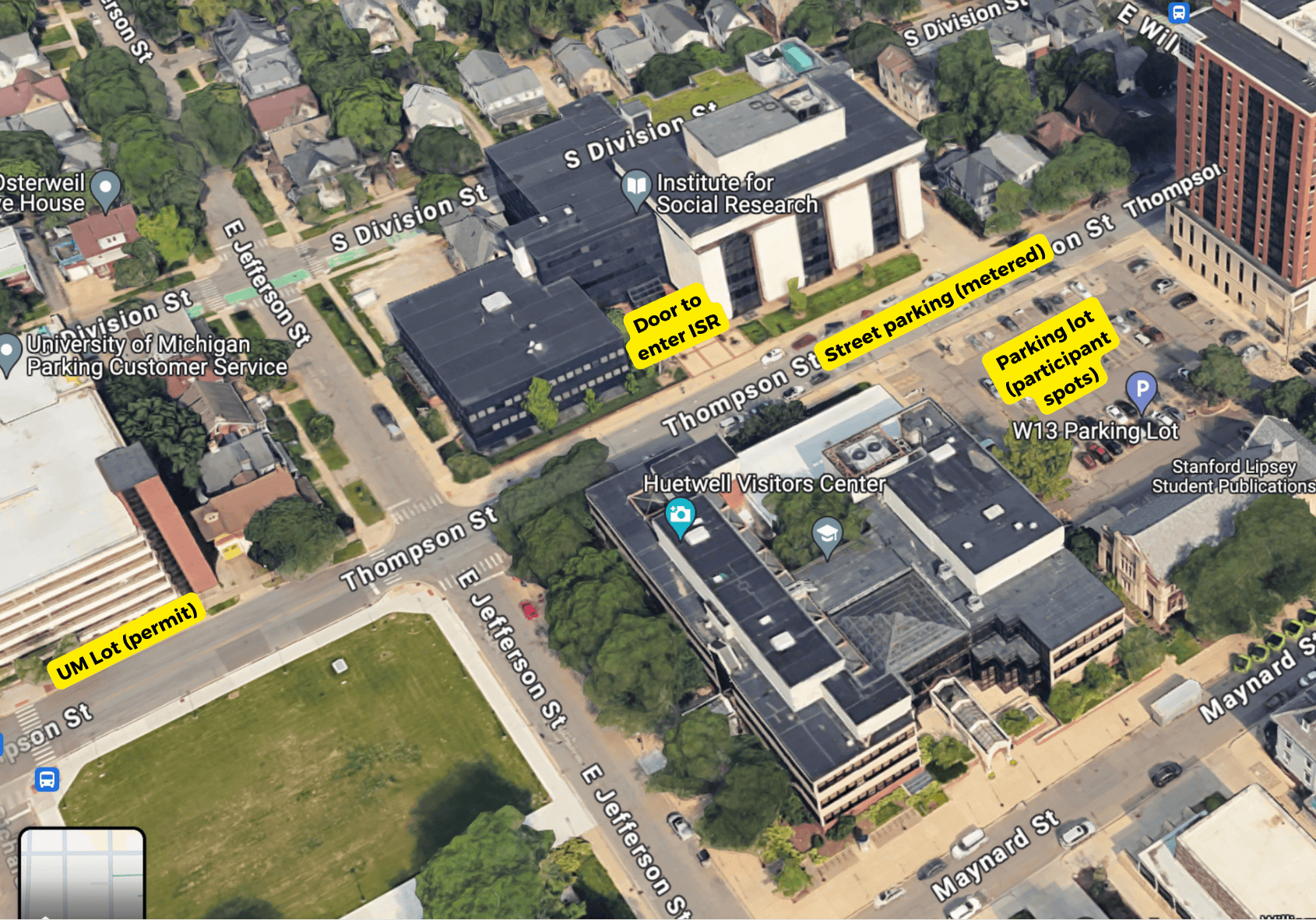 ISR parking map, aerial view